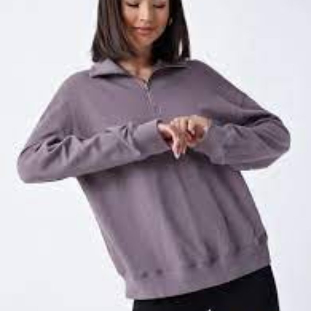 🌟NWOT Shein Basics Zip Half Placket Sweatshirt